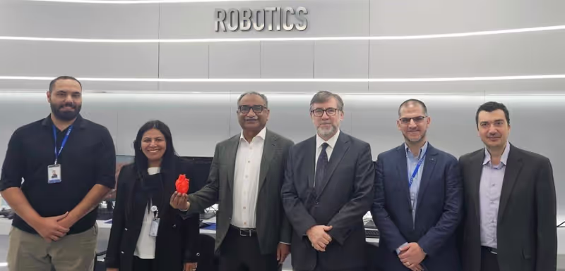 Dar Al-Shifa Hospital representatives Dr. Muhammad Jasim (Medical Director) and Dr. Jessy Jacob (Director of operations and quality) visit to GUST Fab Lab. Kuwait's only active fabrication lab in the Fab Lab Foundation.