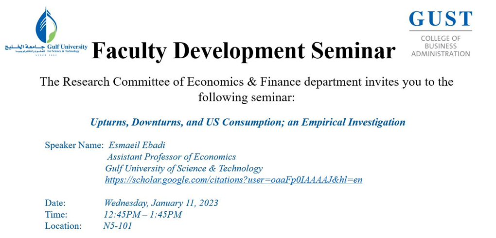  Upturns, Downturns and US Consumption by Dr. Esmaeil Ebadi, Associate Professor of Economics 